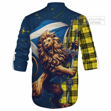 MacLeod (McLeod) Tartan Family Crest Ghillie Kilt Shirt with Scottish Majestic Lion