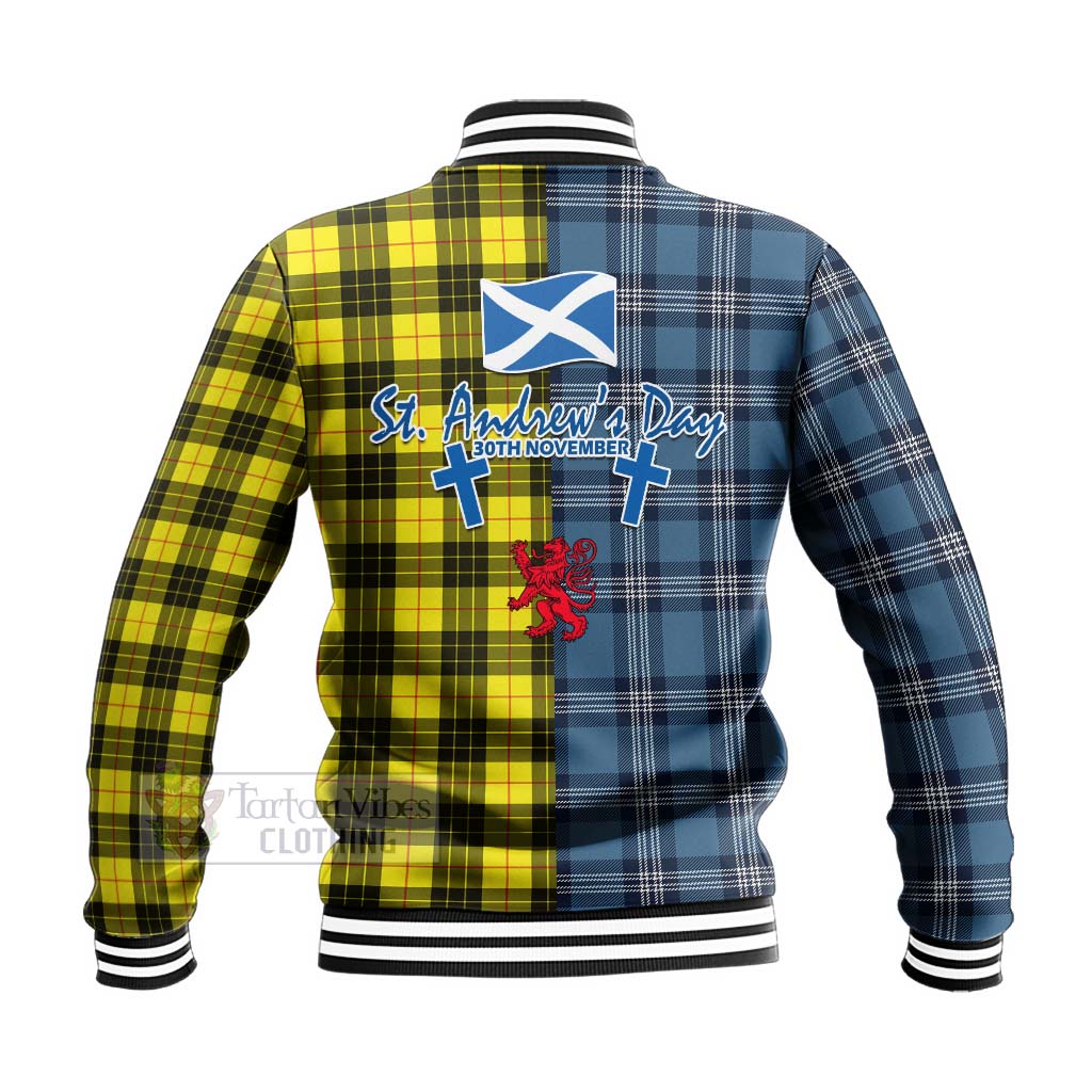 Tartan Vibes Clothing MacLeod (McLeod) Tartan Baseball Jacket Happy St. Andrew's Day Half Tartan Style