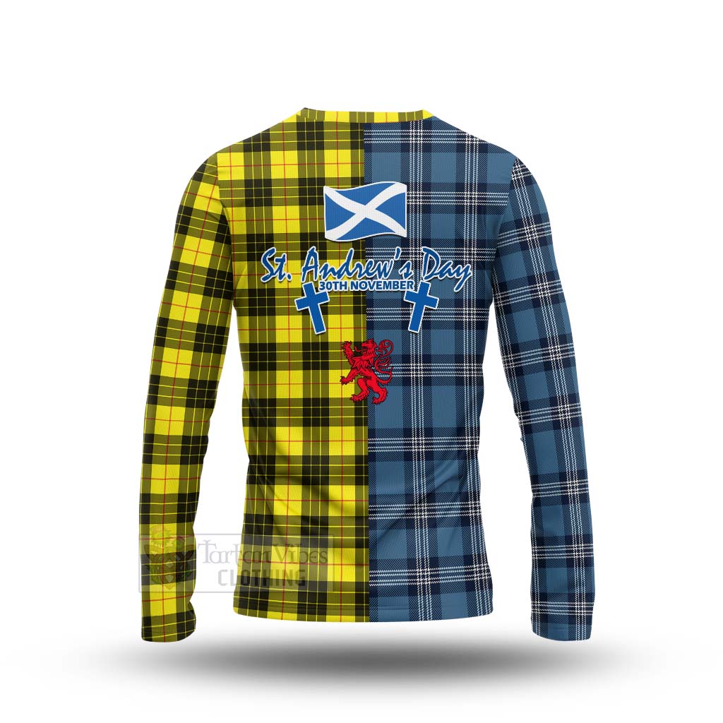 Tartan Vibes Clothing MacLeod (McLeod) Tartan Long Sleeve T-Shirt Happy St. Andrew's Day Half Tartan Style