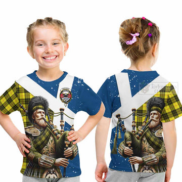 MacLeod (McLeod) Tartan Kid T-Shirt with Family Crest Scottish Bagpiper Vibes