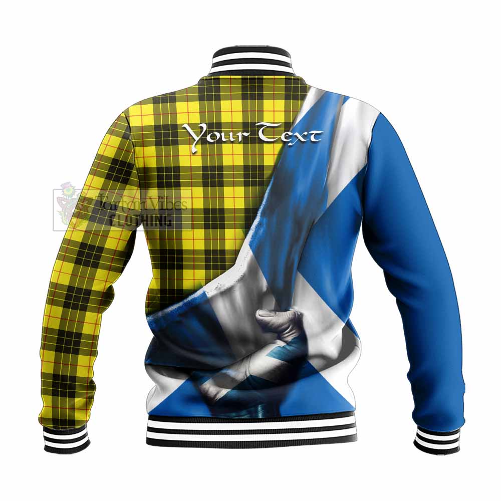 Tartan Vibes Clothing MacLeod (McLeod) Tartan Baseball Jacket with Family Crest Scotland Patriotic Style