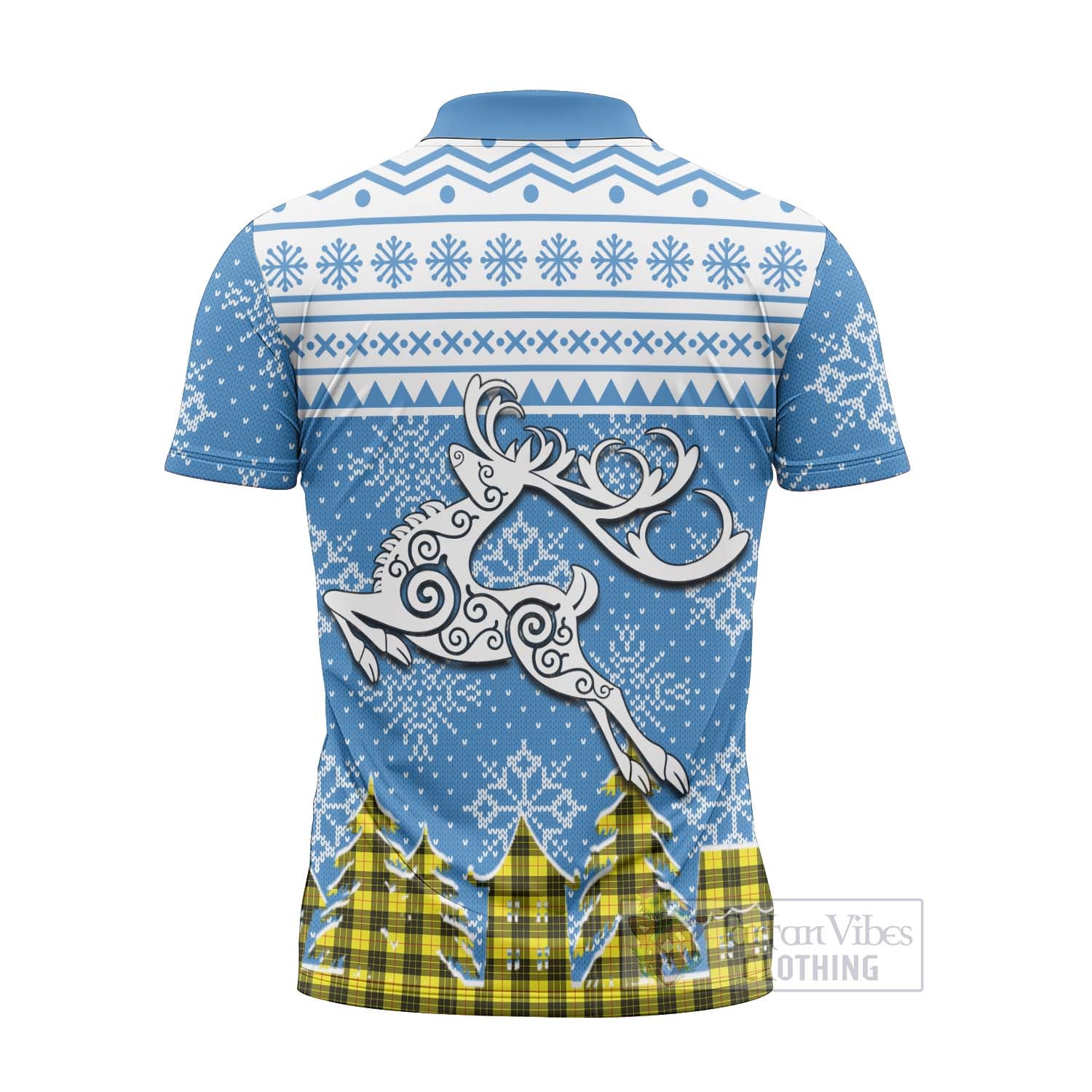 Tartan Vibes Clothing MacLeod (McLeod) Clan Christmas Zipper Polo Shirt Celtic Reindeer Style