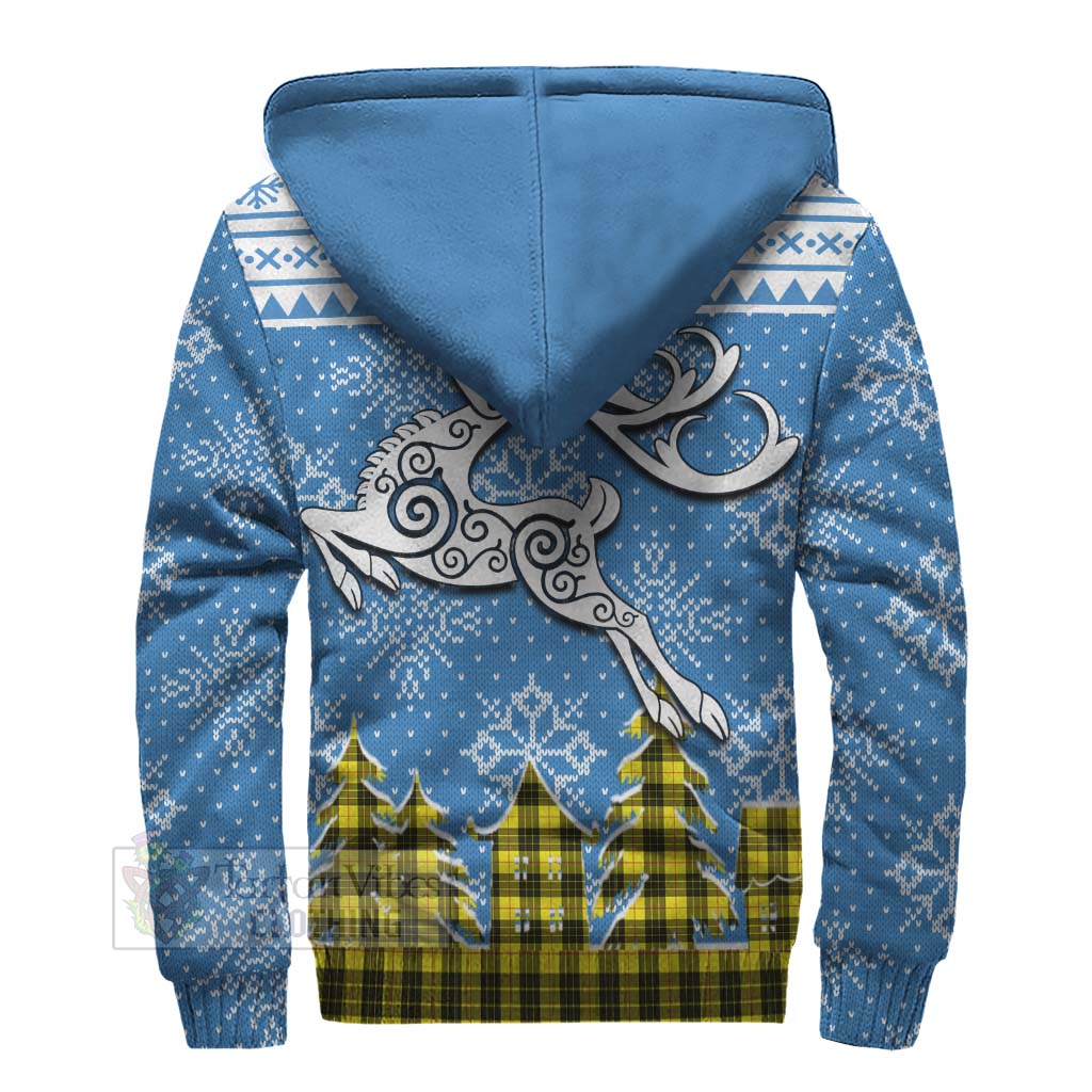 Tartan Vibes Clothing MacLeod (McLeod) Clan Christmas Sherpa Hoodie Celtic Reindeer Style