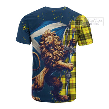 MacLeod (McLeod) Tartan Family Crest Cotton T-shirt with Scottish Majestic Lion