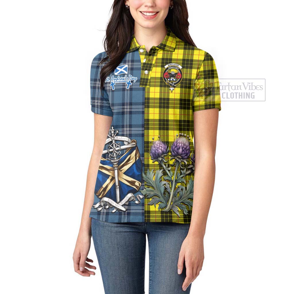 Tartan Vibes Clothing MacLeod (McLeod) Tartan Women's Polo Shirt Happy St. Andrew's Day Half Tartan Style