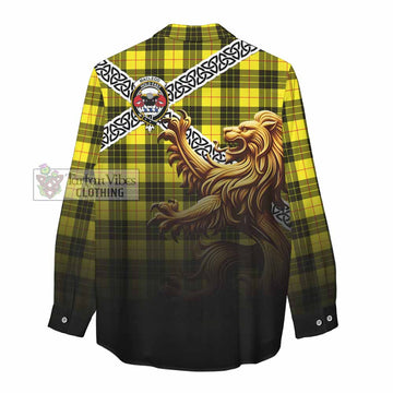 MacLeod (McLeod) Crest Tartan Women's Casual Shirt with Golden Lion Emblem Celtic Style - Tartan Vibes Clothing