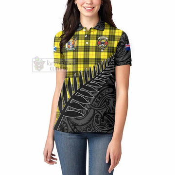 MacLeod (McLeod) Crest Tartan Women's Polo Shirt with New Zealand Silver Fern Half Style