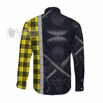 MacLeod (McLeod) Tartan Long Sleeve Button Shirt with Family Crest Cross Sword Thistle Celtic Vibes Men's Shirt - Tartan Vibes Clothing