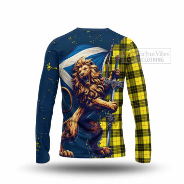 MacLeod (McLeod) Tartan Family Crest Long Sleeve T-Shirt with Scottish Majestic Lion