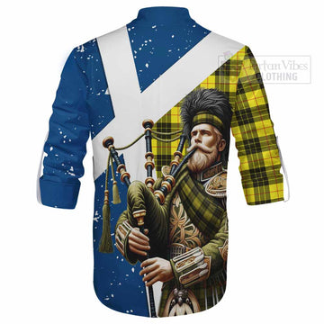 MacLeod (McLeod) Tartan Ghillie Kilt Shirt with Family Crest Scottish Bagpiper Vibes