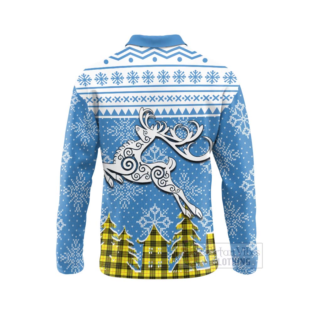 Tartan Vibes Clothing MacLeod (McLeod) Clan Christmas Long Sleeve Polo Shirt Celtic Reindeer Style