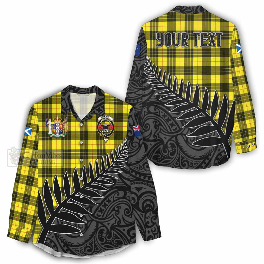 Tartan Vibes Clothing MacLeod (McLeod) Crest Tartan Women's Casual Shirt with New Zealand Silver Fern Half Style