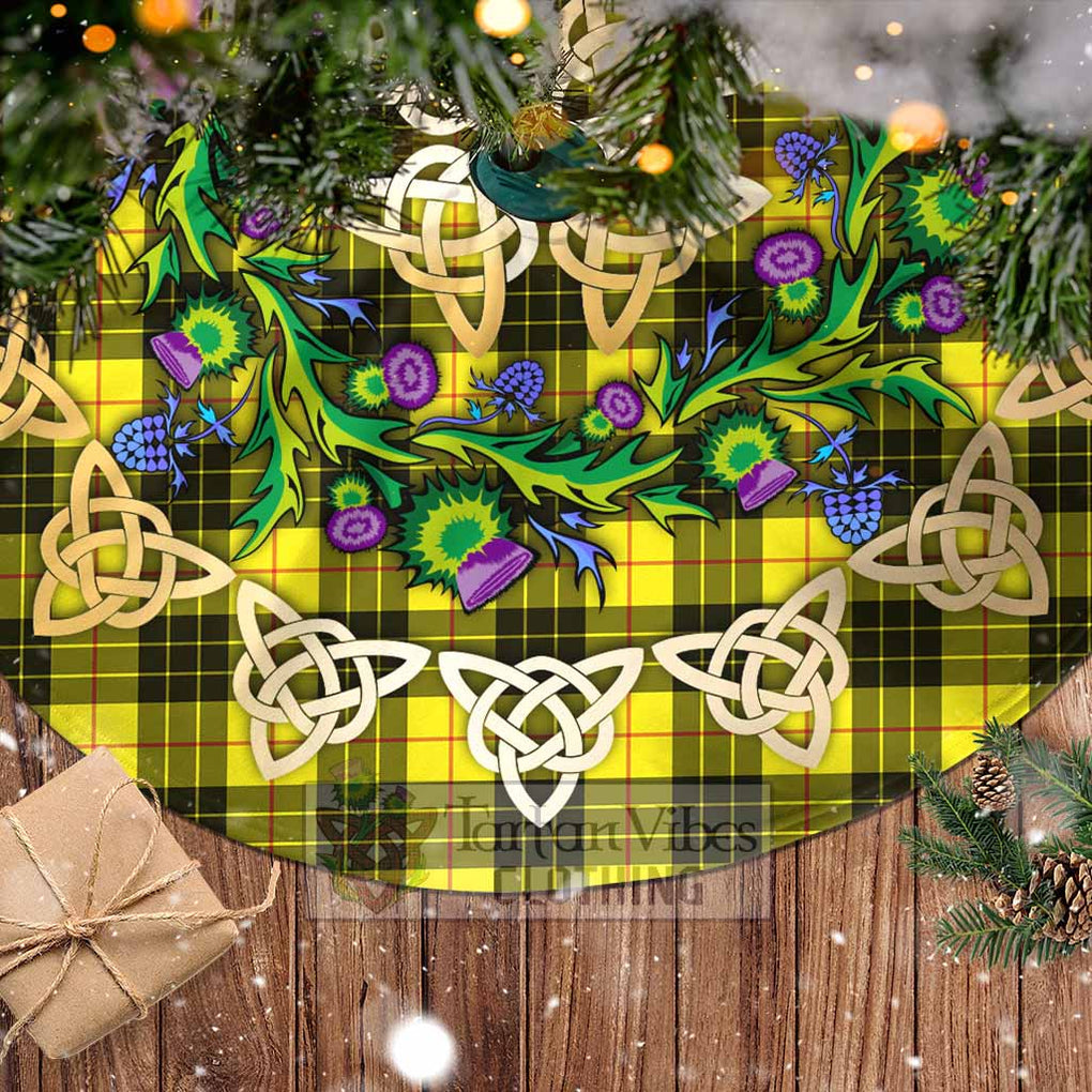 Tartan Vibes Clothing MacLeod (McLeod) Tartan Christmas Tree Skirt with Thistle Celtic Knot Style