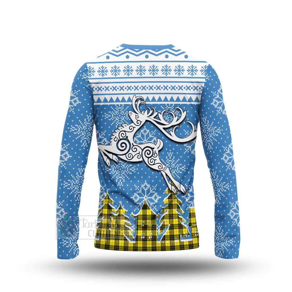 Tartan Vibes Clothing MacLeod (McLeod) Clan Christmas Long Sleeve T-Shirt Celtic Reindeer Style