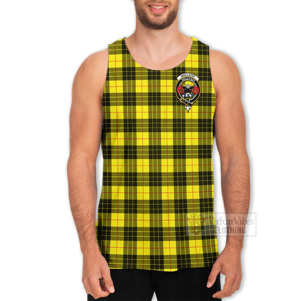 Tartan Vibes Clothing MacLeod (McLeod) Tartan Men's Tank Top with Family Crest and Bearded Skull Holding Bottles of Whiskey