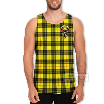 MacLeod (McLeod) Tartan Men's Tank Top with Family Crest and Bearded Skull Holding Bottles of Whiskey