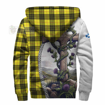 MacLeod (McLeod) Tartan Sherpa Hoodie with Family Crest and St. Andrew's Cross Accented by Thistle Vines