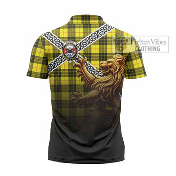 MacLeod (McLeod) Crest Tartan Zipper Polo Shirt with Golden Lion Emblem Celtic Style - Tartan Vibes Clothing
