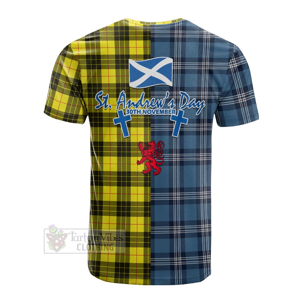 Tartan Vibes Clothing MacLeod (McLeod) Tartan Cotton T-shirt Happy St. Andrew's Day Half Tartan Style