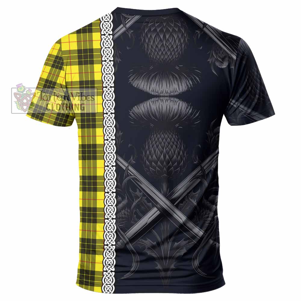 Tartan Vibes Clothing MacLeod (McLeod) Tartan T-Shirt with Family Crest Cross Sword Thistle Celtic Vibes