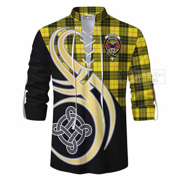 MacLeod (McLeod) Tartan Ghillie Kilt Shirt with Family Crest and Celtic Symbol Style