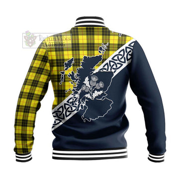 MacLeod (McLeod) Tartan Baseball Jacket Featuring Thistle and Scotland Map