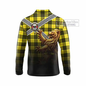 MacLeod (McLeod) Crest Tartan Long Sleeve Polo Shirt with Golden Lion Emblem Celtic Style - Tartan Vibes Clothing