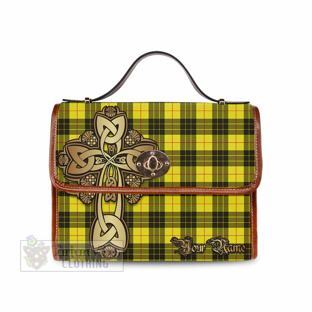 Tartan Vibes Clothing MacLeod (McLeod) Tartan Waterproof Canvas Bag Golden Thistle Celtic Cross Style