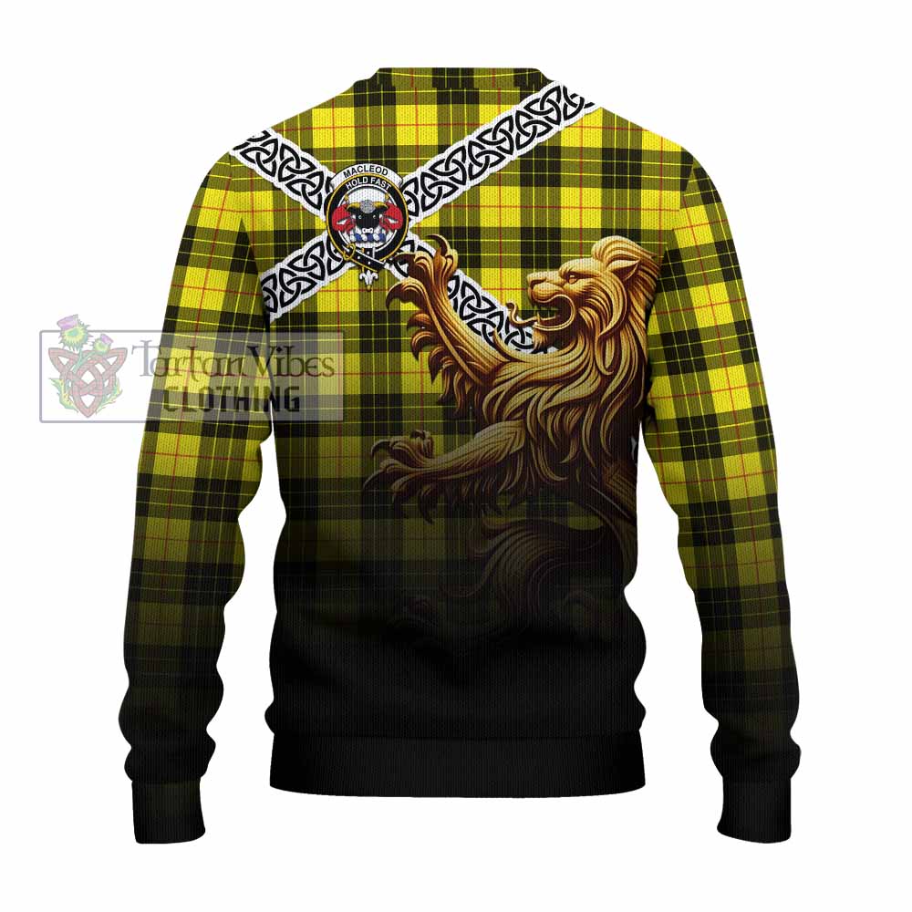 MacLeod (McLeod) Crest Tartan Knitted Sweater with Golden Lion Emblem Celtic Style - Tartan Vibes Clothing