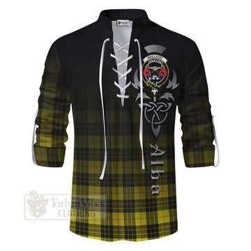 MacLeod (McLeod) Tartan Ghillie Kilt Shirt Featuring Alba Gu Brath Family Crest Celtic Inspired