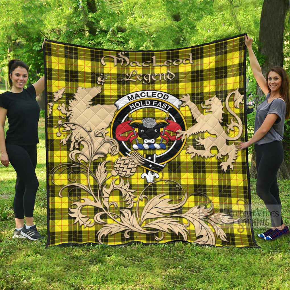 Tartan Vibes Clothing MacLeod (McLeod) Tartan Quilt with Family Crest and Scottish Symbol Style