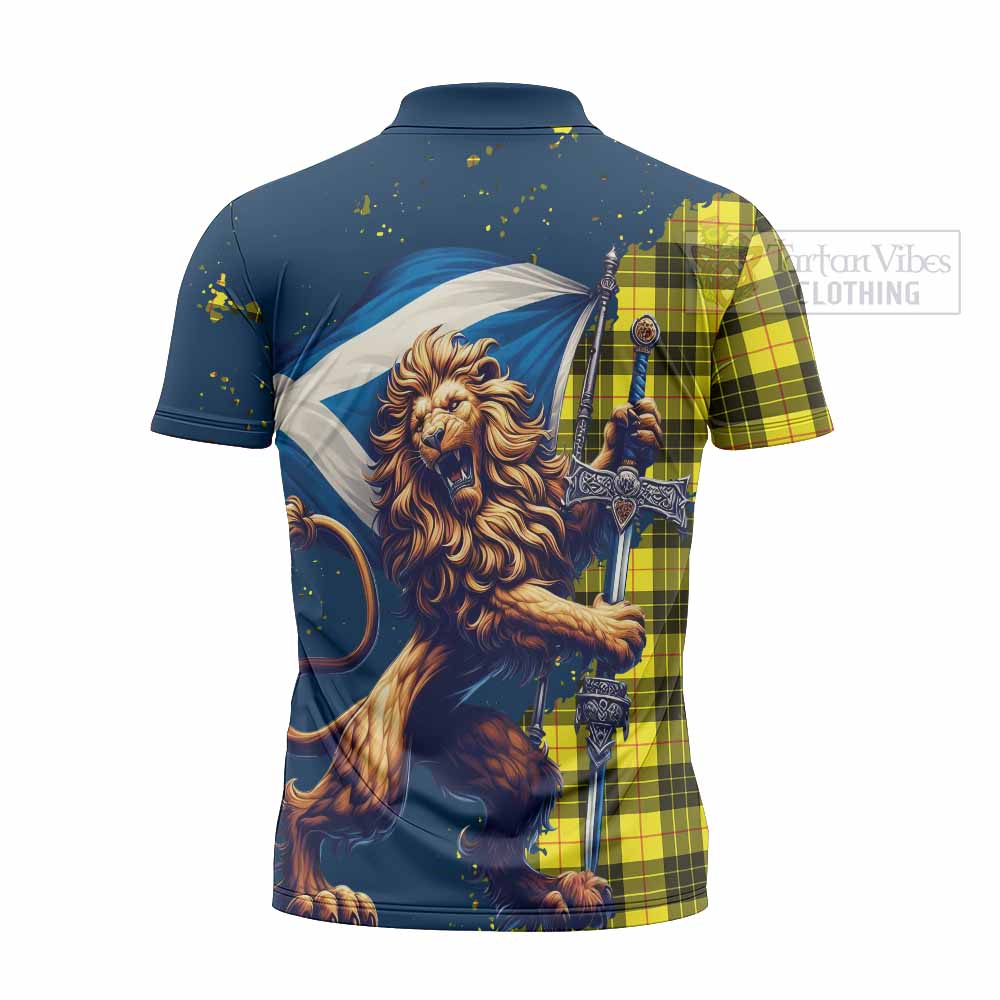 Tartan Vibes Clothing MacLeod (McLeod) Tartan Family Crest Zipper Polo Shirt with Scottish Majestic Lion