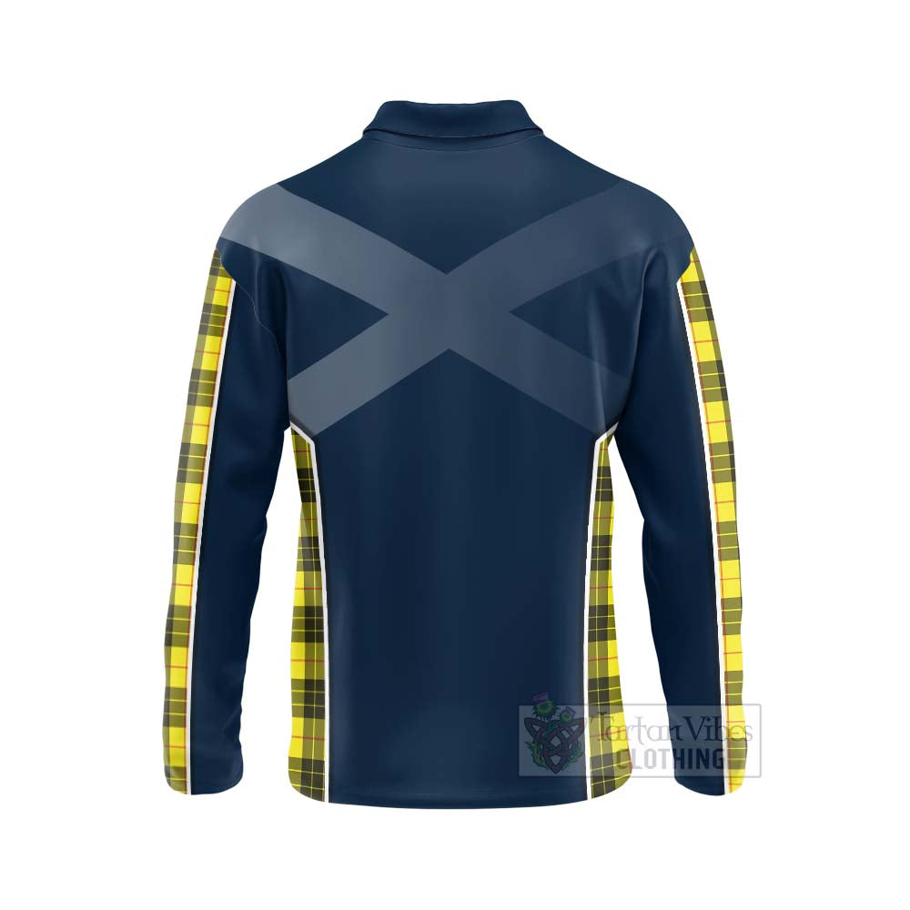 Tartan Vibes Clothing MacLeod (McLeod) Tartan Long Sleeve Polo Shirt with Family Crest and Scottish Thistle Vibes Sport Style