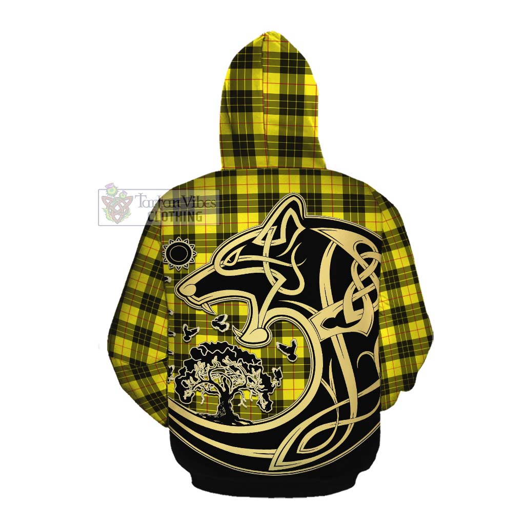 Tartan Vibes Clothing MacLeod (McLeod) Tartan Cotton Hoodie with Family Crest Celtic Wolf Style