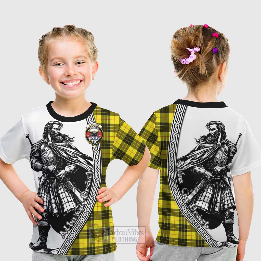 Tartan Vibes Clothing MacLeod (McLeod) Tartan Clan Crest Kid T-Shirt with Highlander Warrior Celtic Style