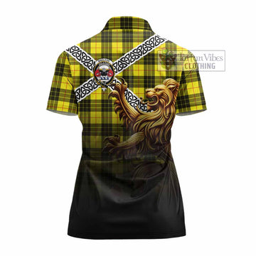 MacLeod (McLeod) Crest Tartan Women's Polo Shirt with Golden Lion Emblem Celtic Style - Tartan Vibes Clothing