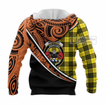 MacLeod (McLeod) Crest Tartan Knitted Hoodie with Polynesian Vibes Style - Orange Version