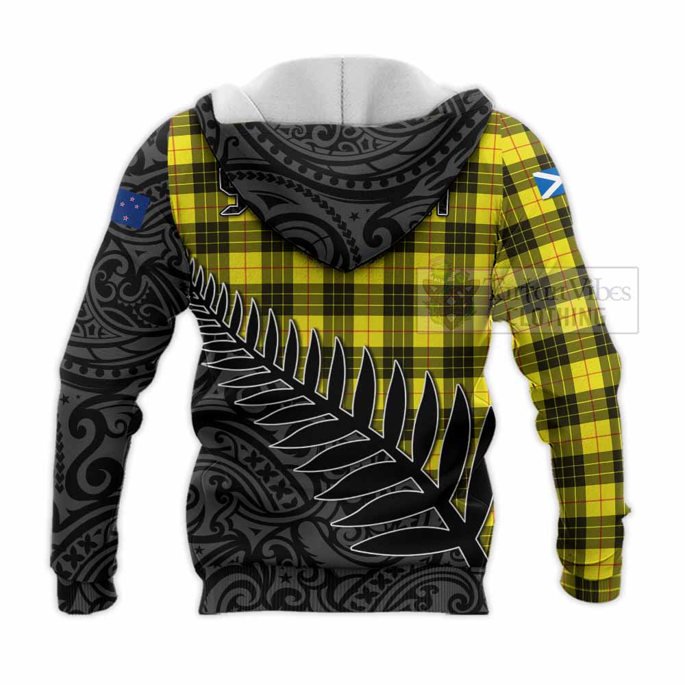 Tartan Vibes Clothing MacLeod (McLeod) Crest Tartan Knitted Hoodie with New Zealand Silver Fern Half Style