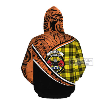 MacLeod (McLeod) Crest Tartan Cotton Hoodie with Polynesian Vibes Style - Orange Version