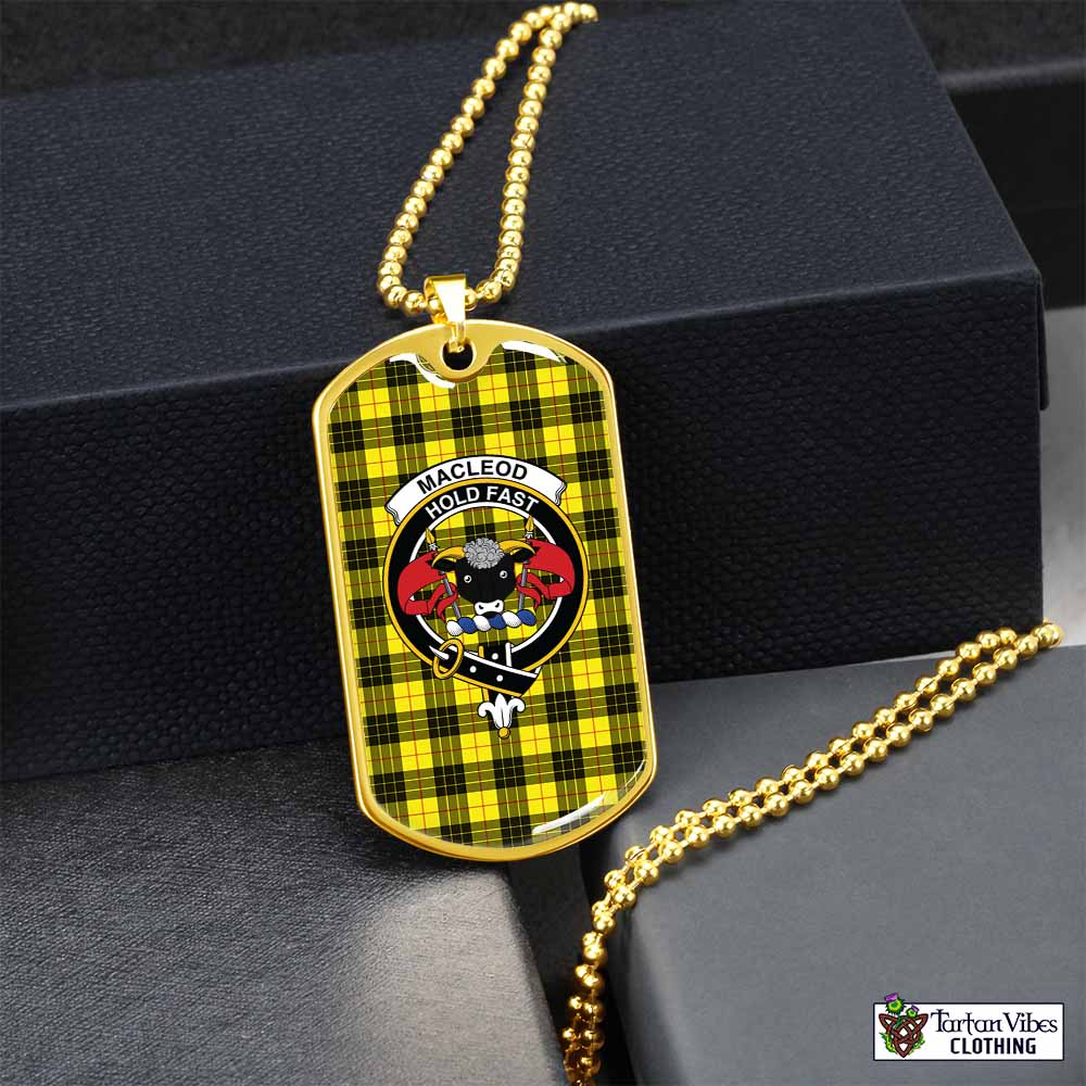 Tartan Vibes Clothing MacLeod (McLeod) Tartan Dog Tag Necklace with Family Crest