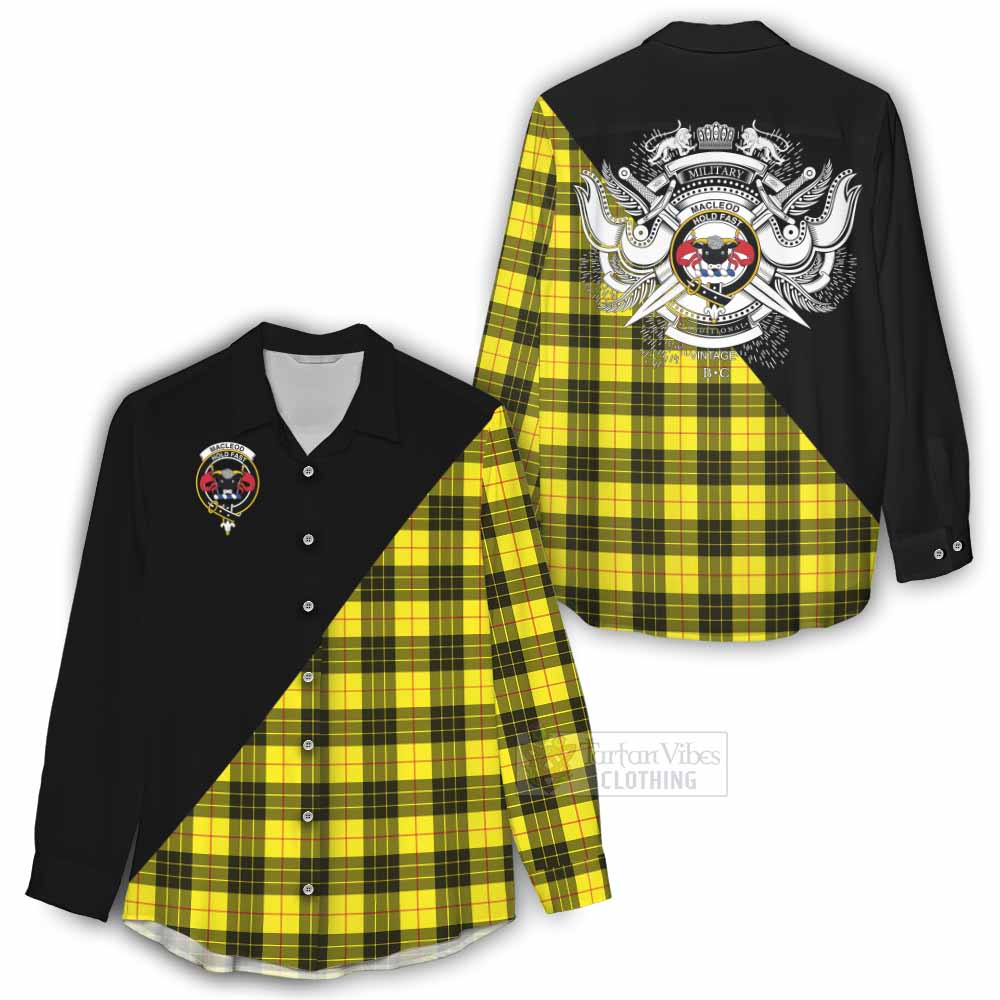 Tartan Vibes Clothing MacLeod (McLeod) Tartan Women's Casual Shirt with Family Crest and Military Logo Style