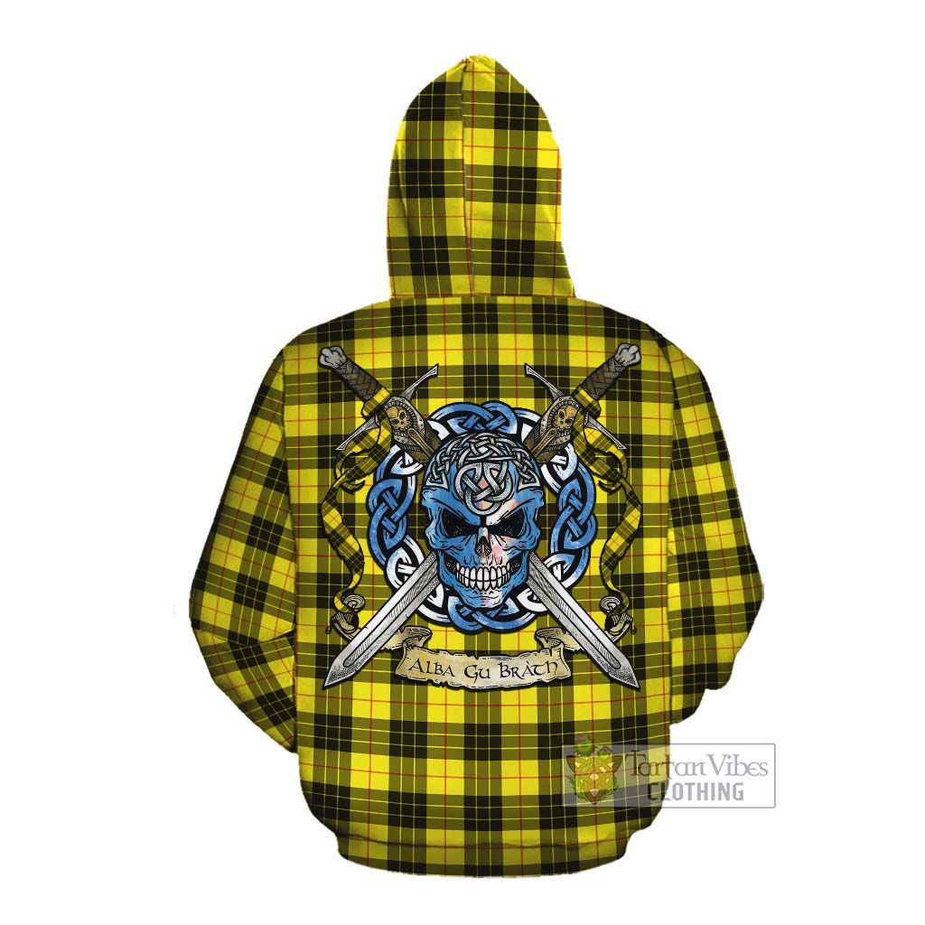 Tartan Vibes Clothing MacLeod (McLeod) Tartan Cotton Hoodie with Family Crest Celtic Skull Style