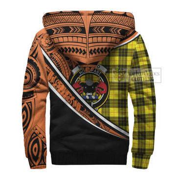 MacLeod (McLeod) Crest Tartan Sherpa Hoodie with Polynesian Vibes Style - Orange Version