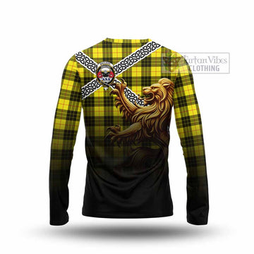 MacLeod (McLeod) Crest Tartan Long Sleeve T-Shirt with Golden Lion Emblem Celtic Style - Tartan Vibes Clothing