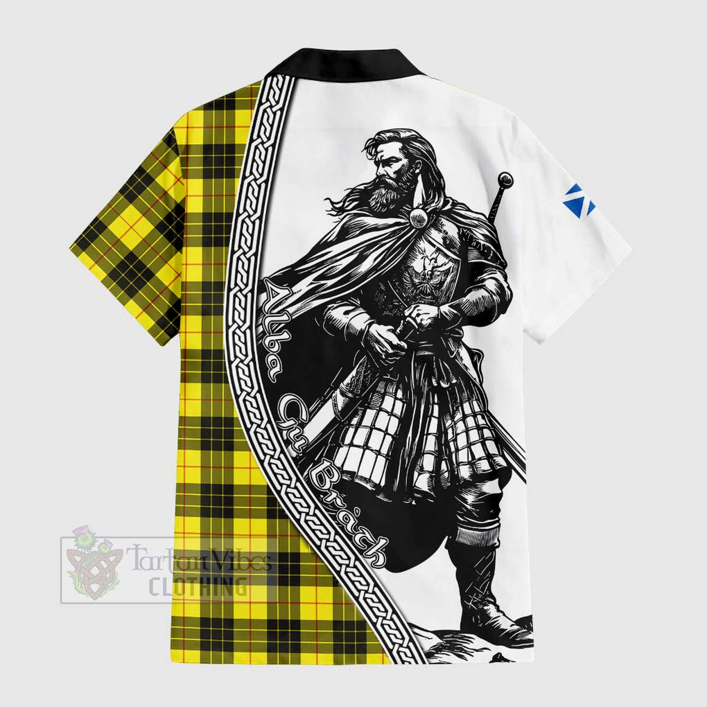 Tartan Vibes Clothing MacLeod (McLeod) Tartan Clan Crest Short Sleeve Button Shirt with Highlander Warrior Celtic Style