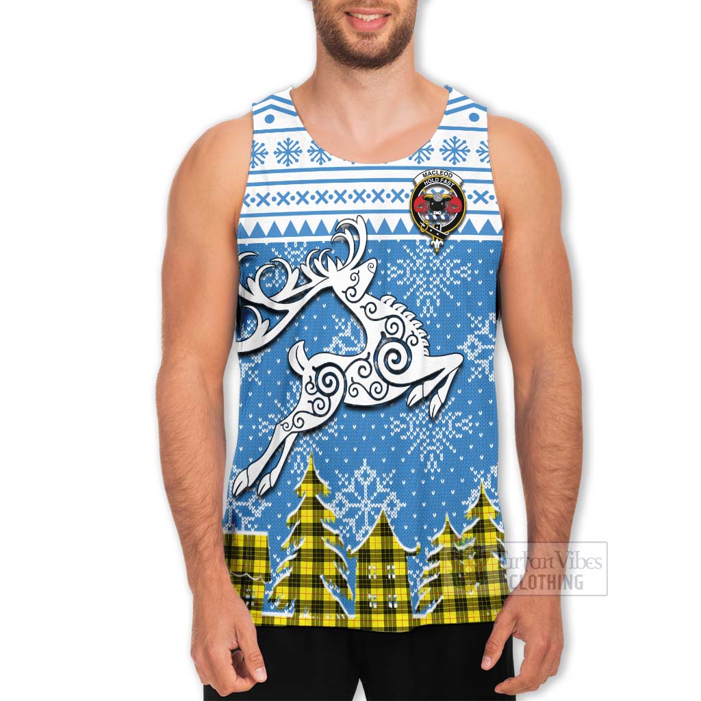 Tartan Vibes Clothing MacLeod (McLeod) Clan Christmas Men's Tank Top Celtic Reindeer Style