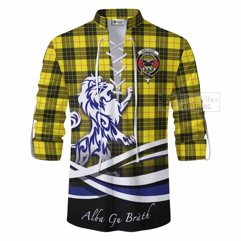 Tartan Vibes Clothing MacLeod (McLeod) Tartan Ghillie Kilt Shirt with Alba Gu Brath Regal Lion Emblem