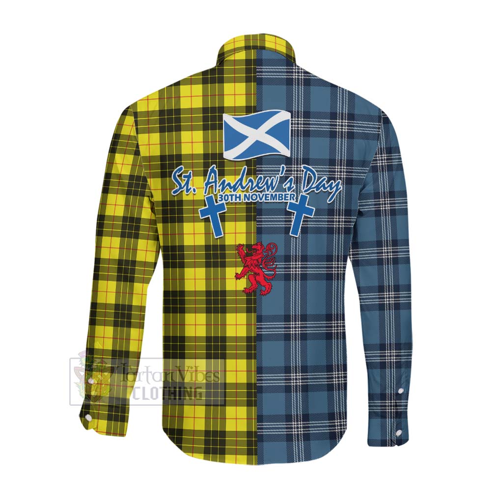 Tartan Vibes Clothing MacLeod (McLeod) Tartan Long Sleeve Button Shirt Happy St. Andrew's Day Half Tartan Style