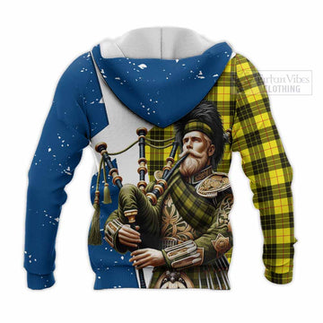 MacLeod (McLeod) Tartan Knitted Hoodie with Family Crest Scottish Bagpiper Vibes