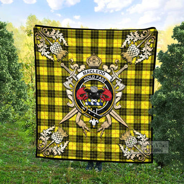 MacLeod (McLeod) Tartan Quilt with Family Crest and Scottish Golden Courage Shield